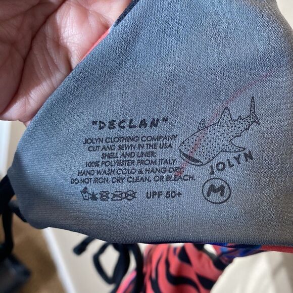 Jolyn Declan swim bikini top medium pink tiger like print w blue and purple - Picture 6 of 6